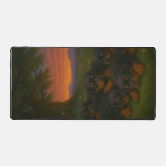 Rottweiler Pups at Dawn デスクマット (正面)