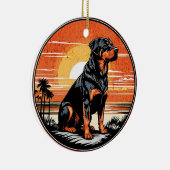 Rottweiler Retro Sunset Dog Lover セラミックオーナメント (右)