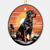Rottweiler Retro Sunset Dog Lover セラミックオーナメント (左)