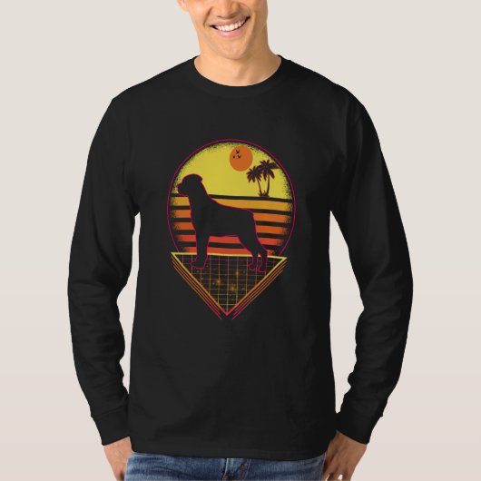 Rottweiler Retro Sunset Vintage  Dog Tシャツ (正面)