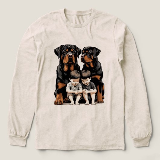 Rottweiler - Rottweilers Loyal Guardians Of Kids トライブレンドＴシャツ (デザイン正面)