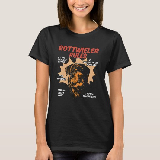 Rottweiler Rules Dog Owner Rottie Tシャツ (正面)