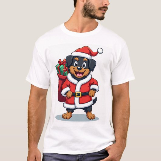 Rottweiler Santa�s Helper Tシャツ (正面)