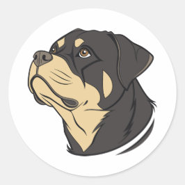 Rottweiler Side Profile Sticker – Calm & Bold ラウンドシール