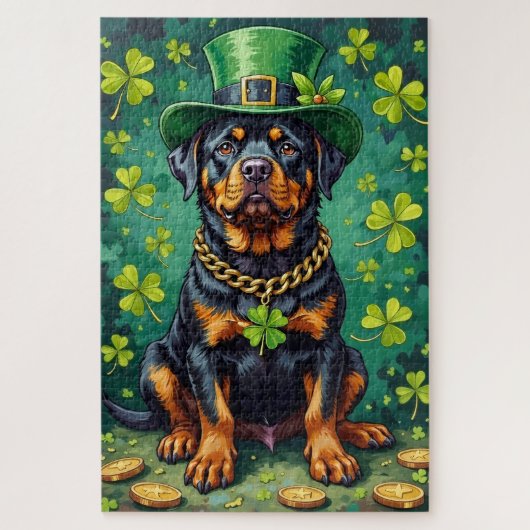 Rottweiler St Patrick’s Day Lucky Dog ジグソーパズル (縦)