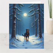 Rottweiler Starry Forest Hike Christmas Painting カード (正面)