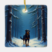 Rottweiler Starry Forest Hike Christmas Painting セラミックオーナメント (正面)
