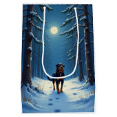 Rottweiler Starry Forest Hike Christmas Painting ミディアムペーパーバッグ (裏面)