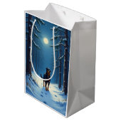 Rottweiler Starry Forest Hike Christmas Painting ミディアムペーパーバッグ (裏面アングル)