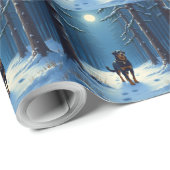 Rottweiler Starry Forest Hike Christmas Painting ラッピングペーパー (ロールコーナー)
