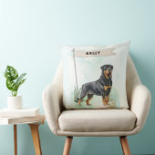 Rottweiler Watercolor Personalized Dog クッション (椅子)