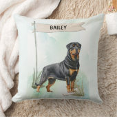 Rottweiler Watercolor Personalized Dog クッション (ブランケット)