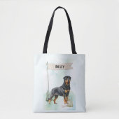 Rottweiler Watercolor Personalized Dog トートバッグ (正面)