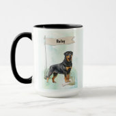 Rottweiler Watercolor Personalized Dog マグカップ (左)