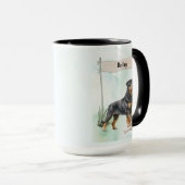 Rottweiler Watercolor Personalized Dog マグカップ (正面右)
