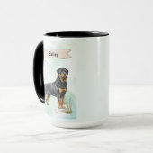 Rottweiler Watercolor Personalized Dog マグカップ (正面左)