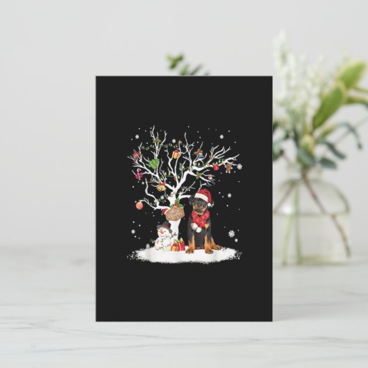 Rottweiler Winter Snow Tree Dog Christmas Winter 招待状 (スタンド正面)
