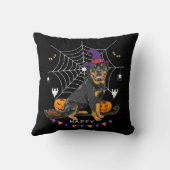 Rottweiler Witch Pumpkin Halloween Mens Womens Dog クッション (裏面)