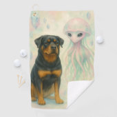 Rottweiler with Alien ゴルフタオル (インサイチュ)