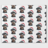 Rottweiler with Santa Hat ラッピングペーパー (フラット)