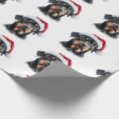 Rottweiler with Santa Hat ラッピングペーパー (角)