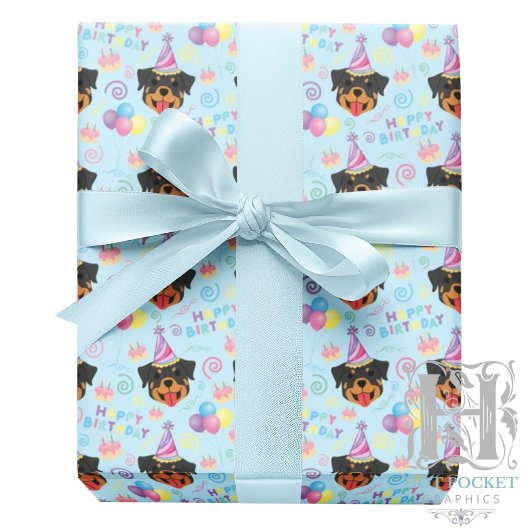 Rottweiler Wrapping Paper in Blue ラッピングペーパー