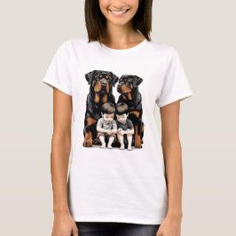Rottweilers, Rottweiler As Loyal Guardians Of Kids Tシャツ