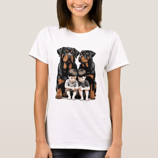 Rottweilers, Rottweiler As Loyal Guardians Of Kids Tシャツ (正面)