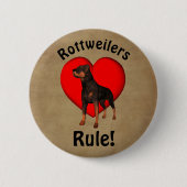 Rottweilers Rule Dog Lover  缶バッジ (正面)