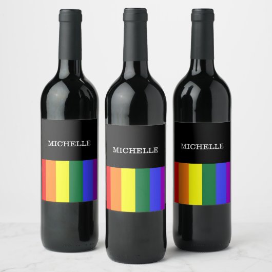 Rótulos Vinho Orgulho Gay Rainbow Personalizado ワインラベル (ボトル)