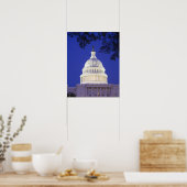 Rotunda of U.S. Capitol at night, Washington ポスター (キッチン)