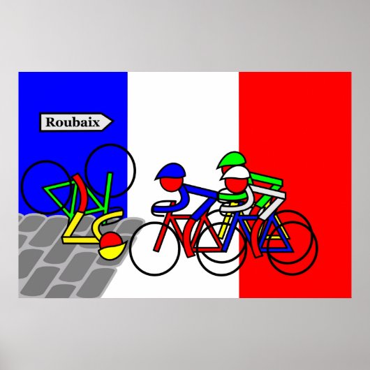 Roubaix近くの石畳 – Tour de France ポスター (正面)