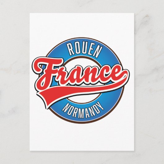 Rouen Normandyフランスのレトロロゴ ポストカード (正面)