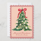 Rouge Coquette Ornate Rococo Bow Christmas tree シーズンカード (正面)
