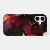 Rouge Impérial Luxury Deep Red Marble Gold iPhone 16ケース (裏面横)