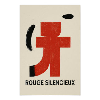 Rouge Silencieux – Affiche Géométrique ポスター