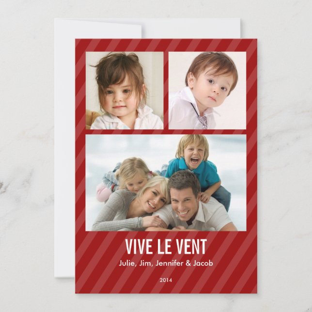 Rouge Triple carte de photo de vacances (正面)