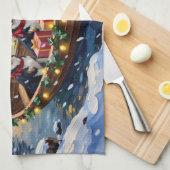 Rough Collie Christmas Boat Holiday キッチンタオル (四つ折り)