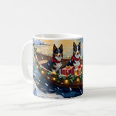 Rough Collie Christmas Boat Holiday コーヒーマグカップ (正面左)