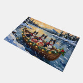 Rough Collie Christmas Boat Holiday ドアマット (アングル)