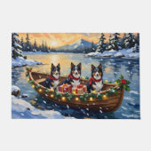 Rough Collie Christmas Boat Holiday ドアマット (正面)