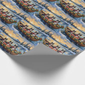 Rough Collie Christmas Boat Holiday ラッピングペーパー (角)