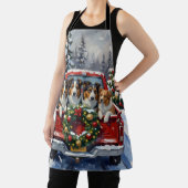 Rough Collie Christmas Red Truck Holiday エプロン (インサイチュ)