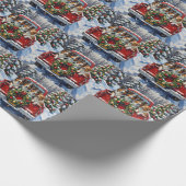 Rough Collie Christmas Red Truck Holiday ラッピングペーパー (角)