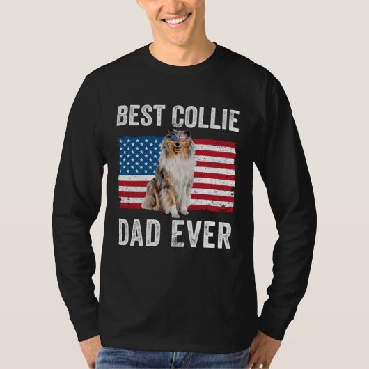 Rough Collie Dad American Flag Collie Dog  Owner Tシャツ (正面)