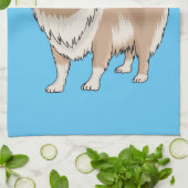 Rough collie dog cartoon illustration キッチンタオル (折り畳み)