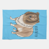 Rough collie dog cartoon illustration キッチンタオル (横)