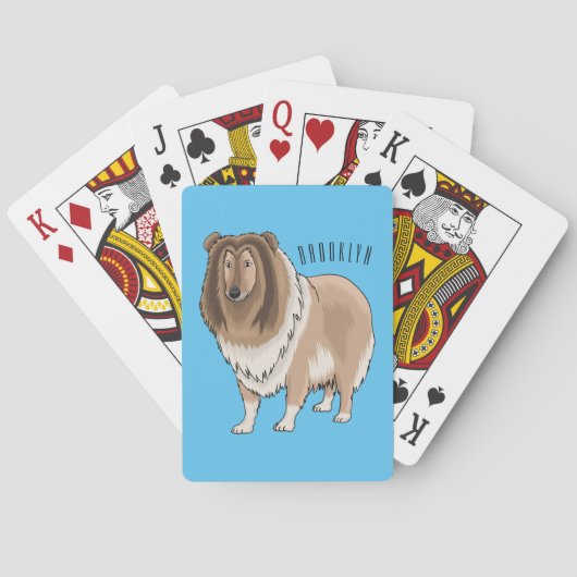 Rough collie dog cartoon illustration  トランプ (裏面)