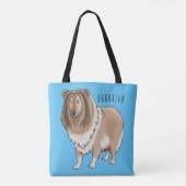 Rough collie dog cartoon illustration トートバッグ (裏面)