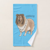 Rough collie dog cartoon illustration バスタオルセット (ハンドタオル)